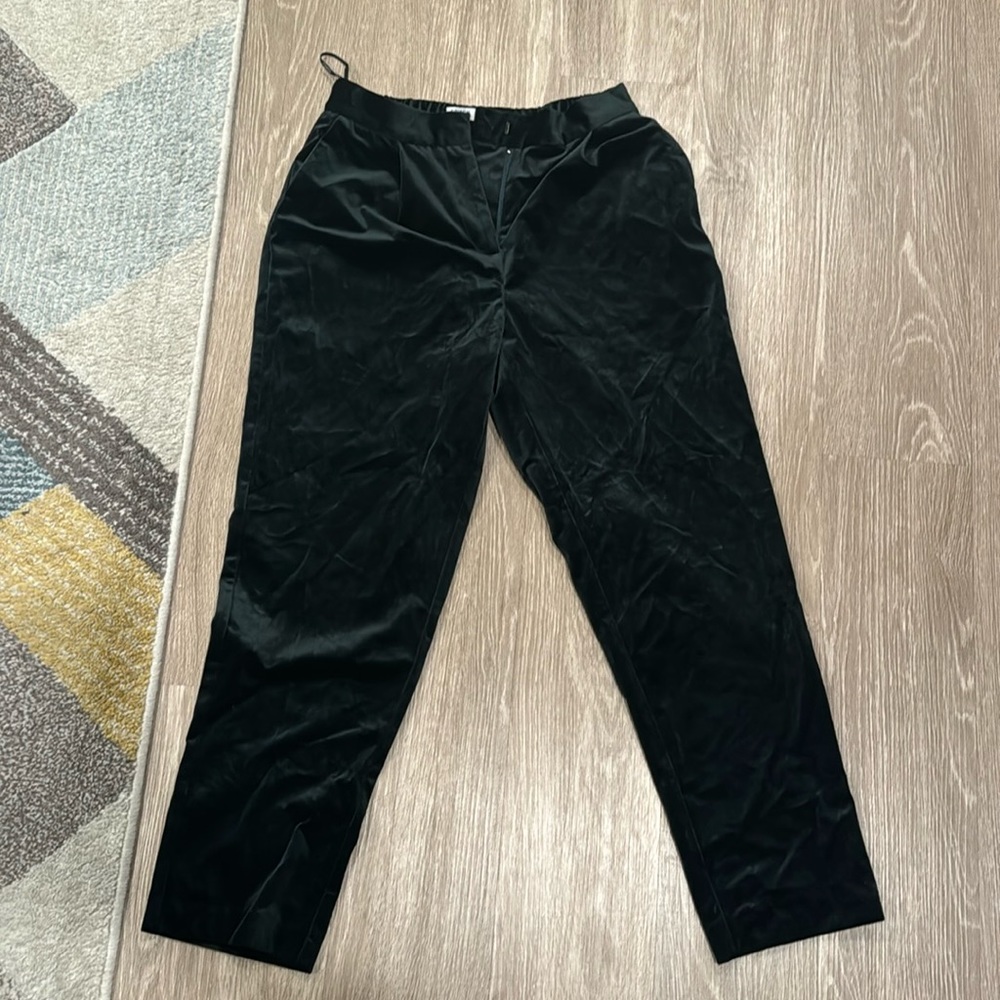 FRNCH Paris Dark green velvet pants - cropped at ankle